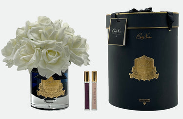Luxury Grand Bouquet Dark Glass - Gold badge - Ivory White - LTWB01